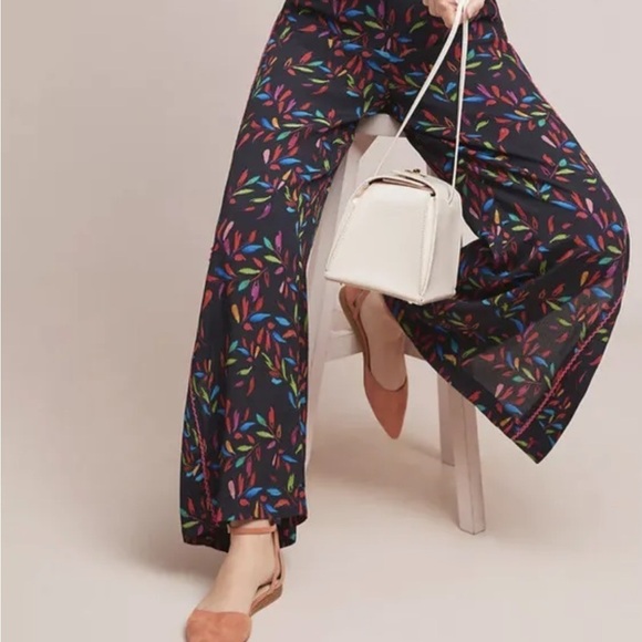 Anthropologie Blnk Delos Wide Leg Pant Black Colorful Pockets Sz XS - Picture 4 of 10